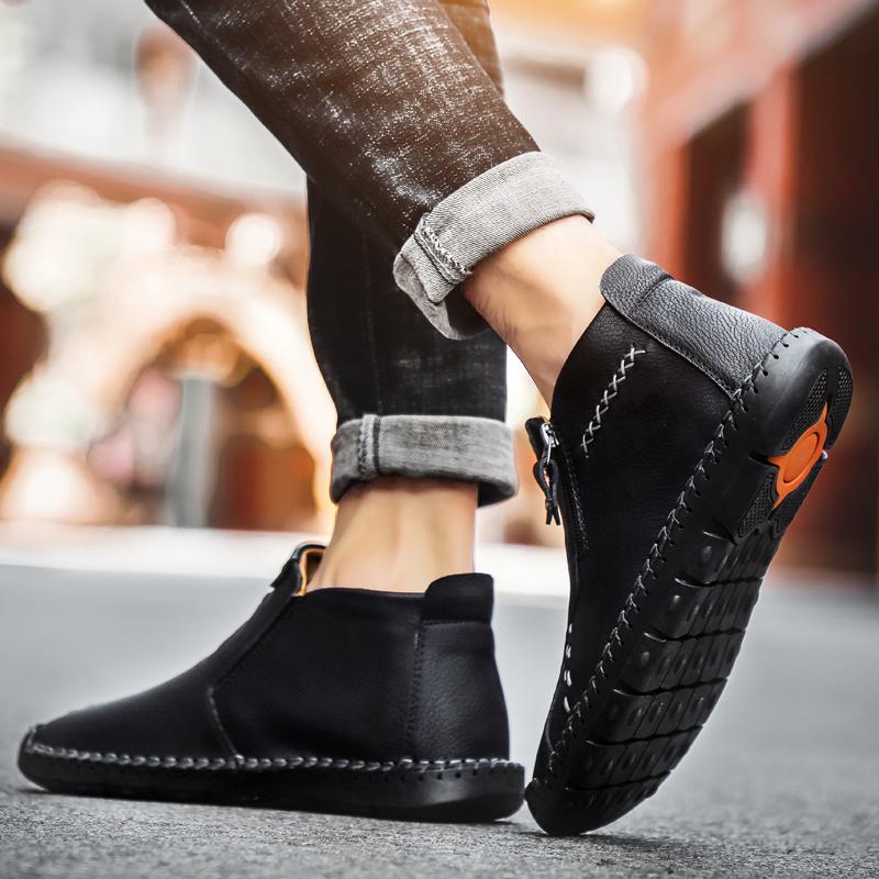 Mens Large Size Handmade Genuine Leather Men Boots Comfortable Ankle Boots for Men Casual Shoes Autumn Winter Men Shoes