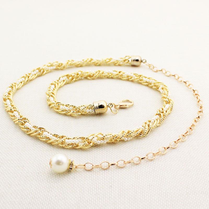 

Mei Mary Belt pearl waist chain women s metal hook fashion dress easiest for match waist chain білий