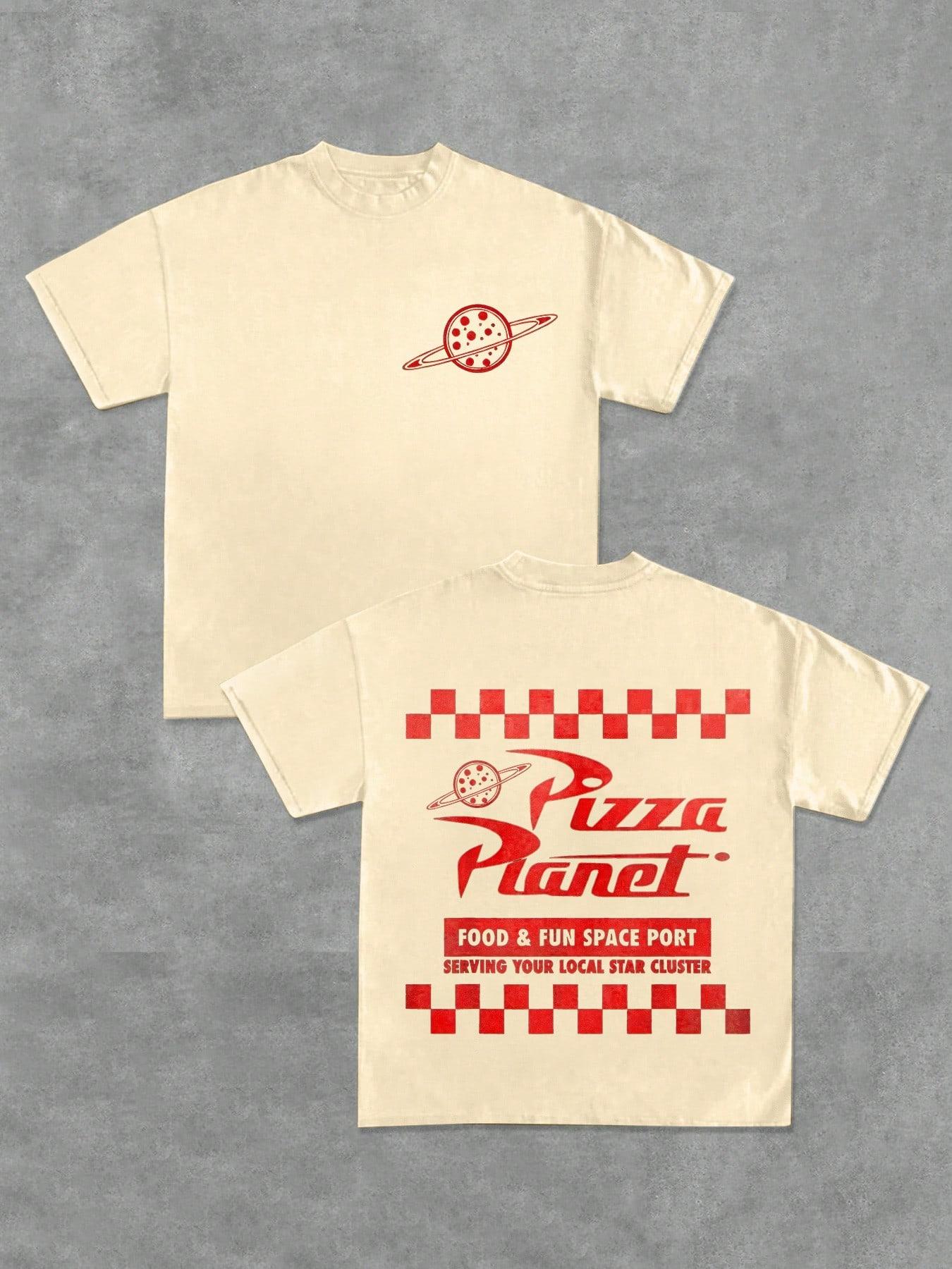

2025 Pizza Planet Men s T-Shirt Street Style Hip Hop Shirt Comfortable Breathable Cotton Round Neck Short Sleeve M