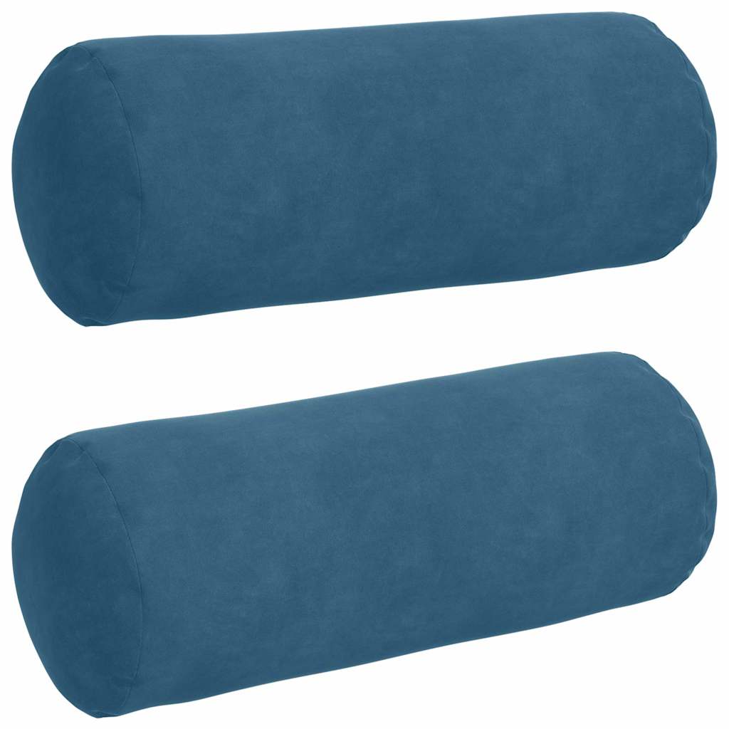 Bolster Cushions 2 Pieces Blue Ø 15 x 40 cm Cord Fabric