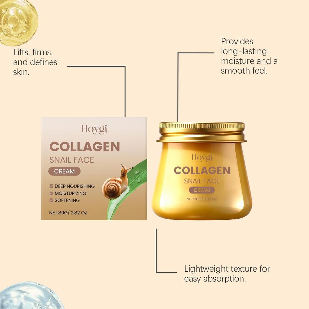 Snail Mucin Collagen Cream Anti Wrinkle Firming Hydrating Face Cream Improves Skin Elasticity & Texture Smoothing Face Skincare