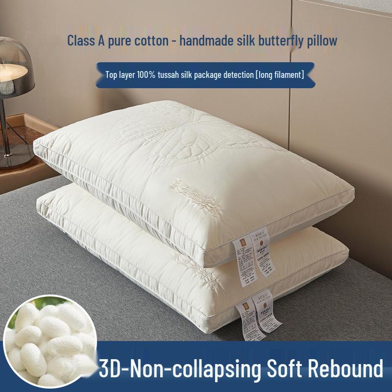A-klasse Vlinder Zijde Geborduurde 3D Katoenen Hotelkussen - Moeder-Baby Kwaliteit