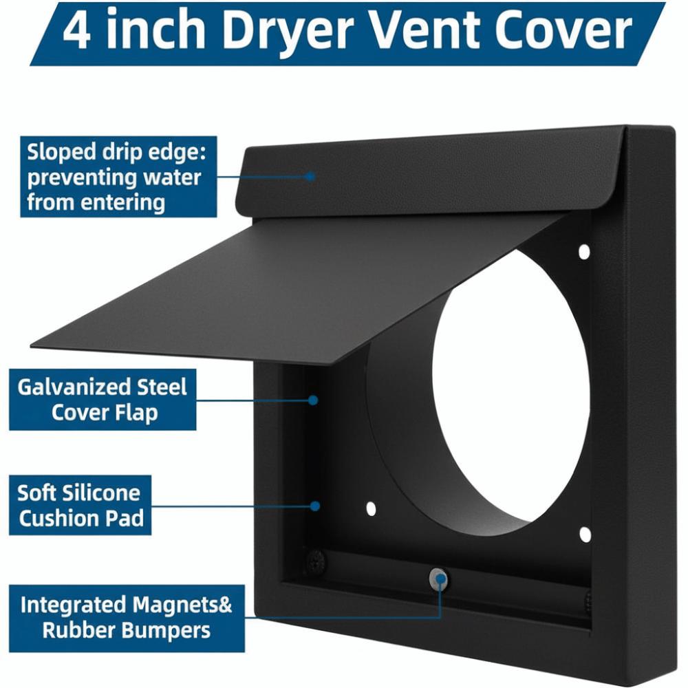 4 Inch Size Ventilation Appliance Metal Material External Vent Cover  Dryer Ventilation