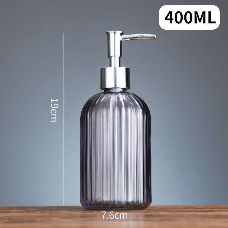 Colored Glass Press-Type Refillable Bottle for Lotion, Hand Soap, Shampoo, or Shower Gel