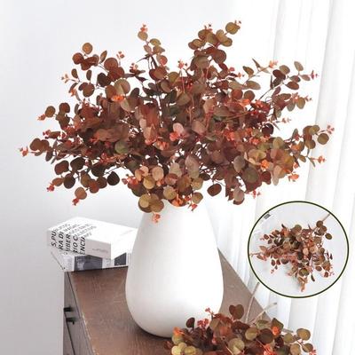 75cm Eucalyptus Tree Branch Purple Red Greenery Artificial Plants Floral Arrangement Supplies Home Decoration Photography Props