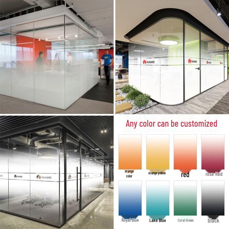 Gradient Frosted Glass Film: Semi-Transparent Office Partition Sticker.