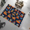 Cute Cartoon Vehicle Construction Car Area Rug Kids Dinosaur Bus Print Carpet Non-Slip Washable Floor Mat for Playroom Bedroom