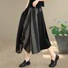 chiffon patchwork oversized Vintage plaid high Waist Casual loose Summer wide leg Cross Pants Women Trousers