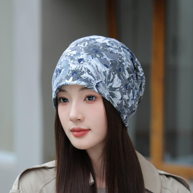 Printed Pullover Hat, Women's Pullover Hat, Double-layer Thin Confinement Hat, Bald Hat, Windproof Cycling Hat, Nightcap, Scarf Cover.