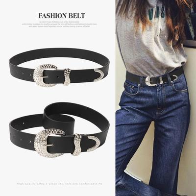 New Rhinestone Alloy Three-piece Black Belt Women's American Millennial Style Personalized Versatile Jeans Women's Belt