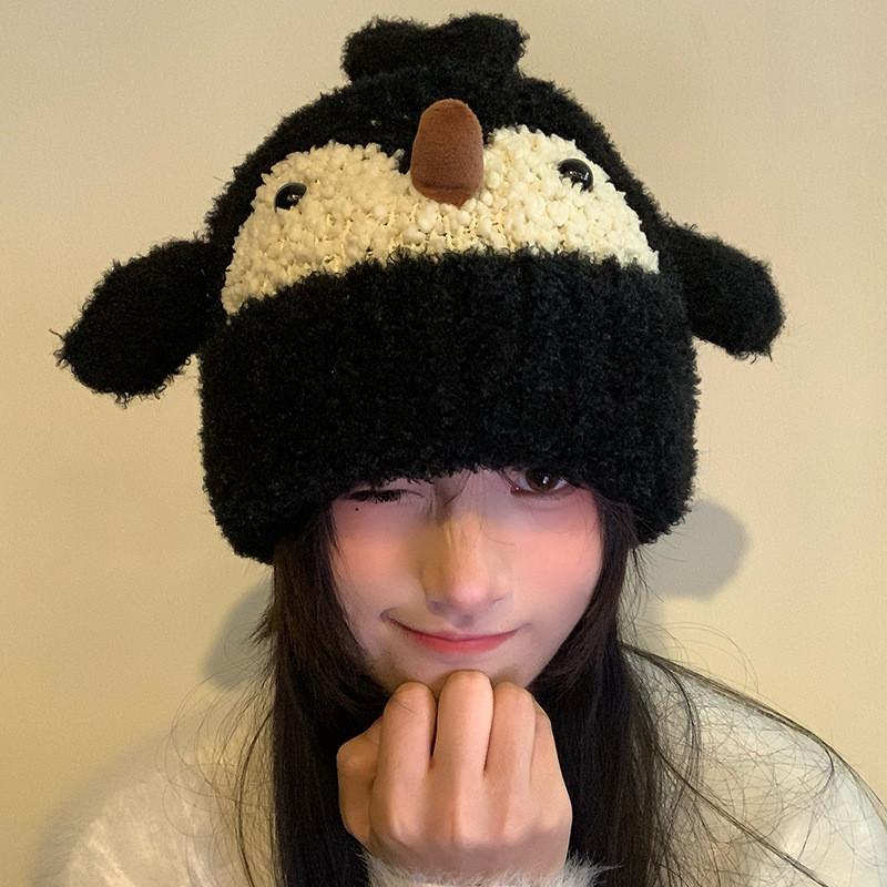 Winter Penguin Beanie For Women With Windproof Knit Material And Casual Style