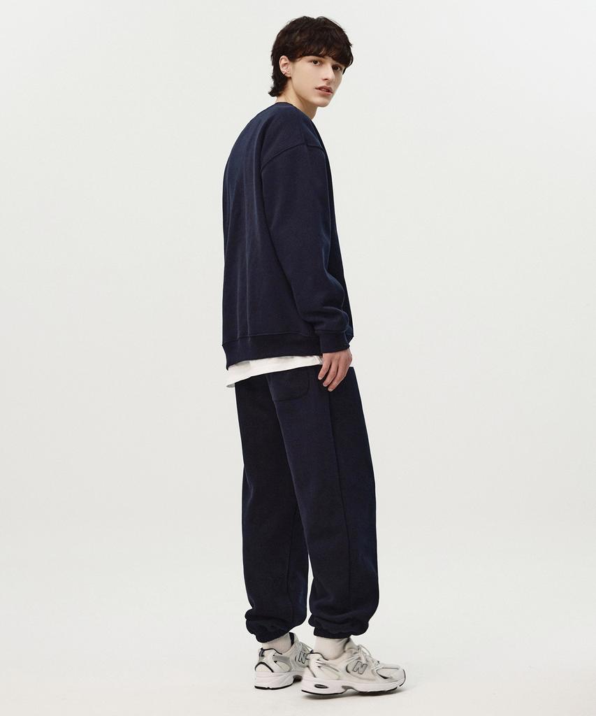 TOPBOY [Non-Fleece Or Fleece-Lined] Essential Elastic Waist Sweat Jogger Pants Navy