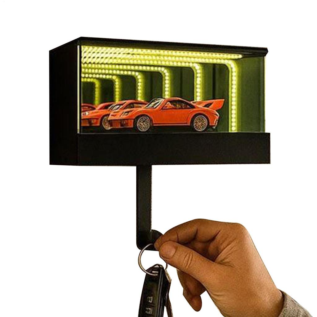 Car Key Holder Wall Mount Key Organizer with LED Light Garage Key Hanger Entryway Mail Door Home Office Keychain Storage Rack