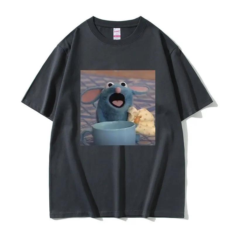 Funny Hungrt Tutter Mouse Meme Tshirt for Men Women Cute Kawaii Tee Shirt Man Cotton T-shirt Male Fashion Summer Short Sleeve