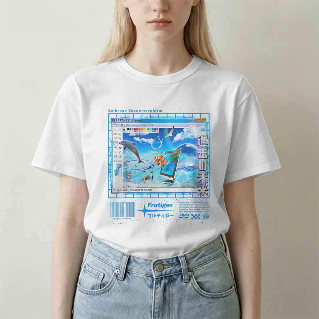 Frutiger Aero TShirt Unisex Unisex Fashion Collection Creative Pure Cotton Tees Crew Neck Short Sleeve T Shirts Graphic Tops