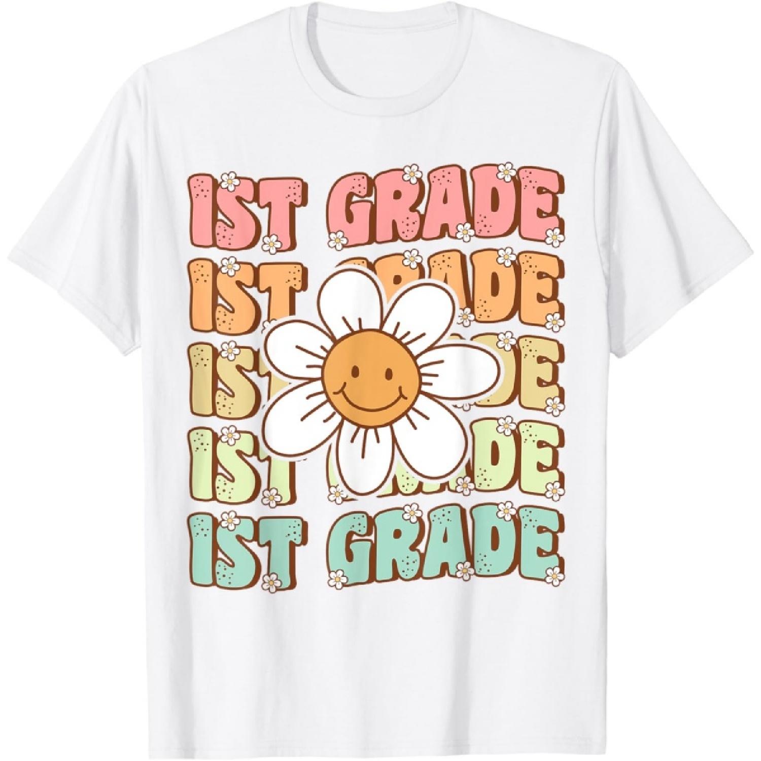 Groovy 1st Grade Back To School First Day of First Grade T-Shirt S
