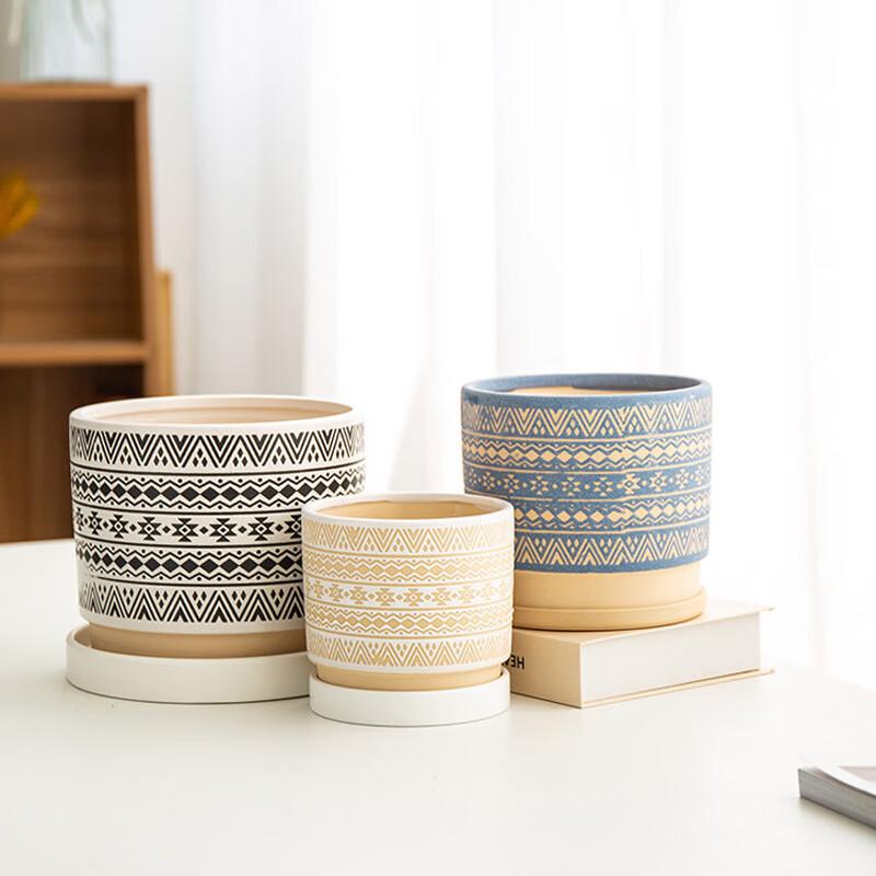 European Embossed Ceramic Planter
