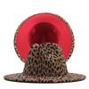 Thickened fabric leopard print color matching top hat European and American men and women fashion double-sided jazz hat leopard print double color ma