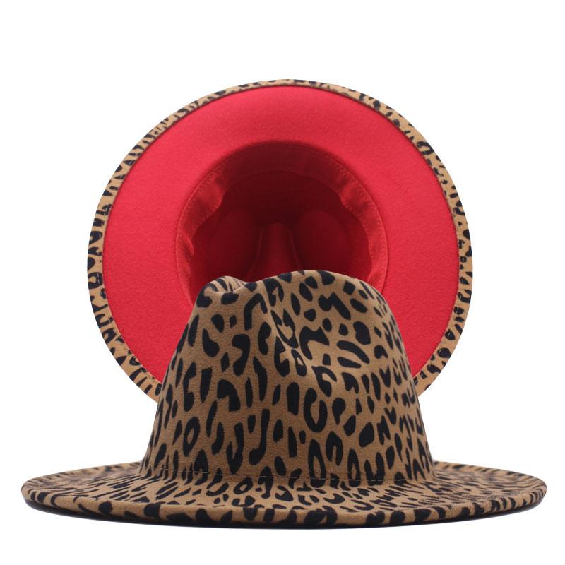 Thickened fabric leopard print color matching top hat European and American men and women fashion double-sided jazz hat leopard print double color ma