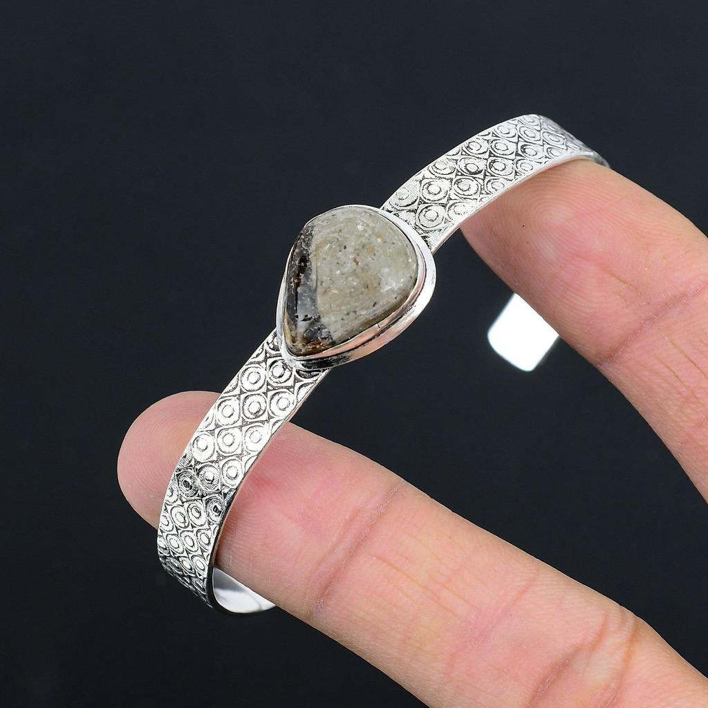 Mothers day Deal Sterling Silver Pear Natural Septarian Daughter Bangle Bracelet