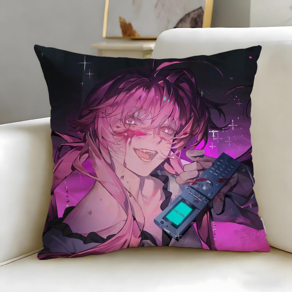 classic anime Mirai Nikki Cushion Cover Soft  EasyWash Pillow Case  Versatile for Couch Bed Travel and Office