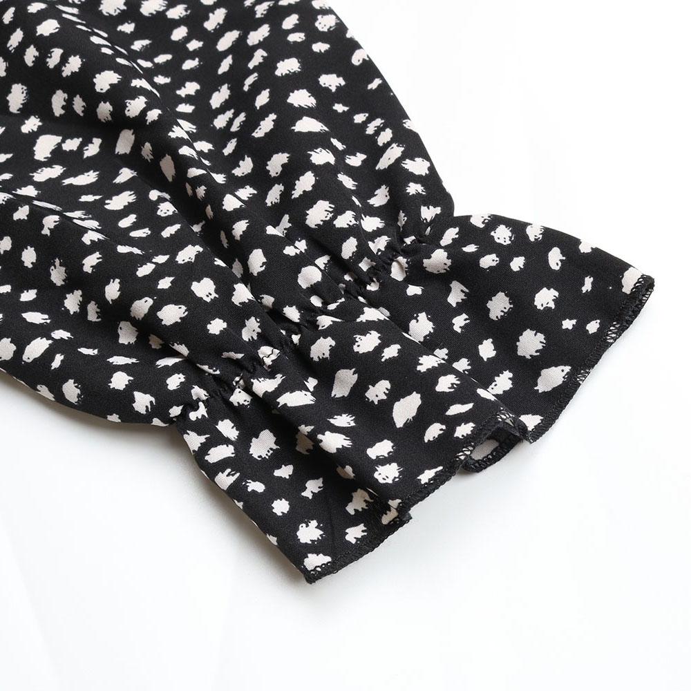 Summer Print Dress Women A-line Casual Butterfly Sleeve Cotton Full Sleeve Turn-down Collar Mid-Calf