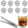 8 Pcs Stainless Steel Ice Cubes for Drinks Reusable Stainless Wine Ice Tong for Whiskey Vodka Soda Wine Beverage Juice Gifts