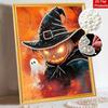 DIY Frameless Pearl Bead Painting Kit Halloween Pumpkin Ghost Sparkling Canvas Art Creative Gift for Craft Lovers