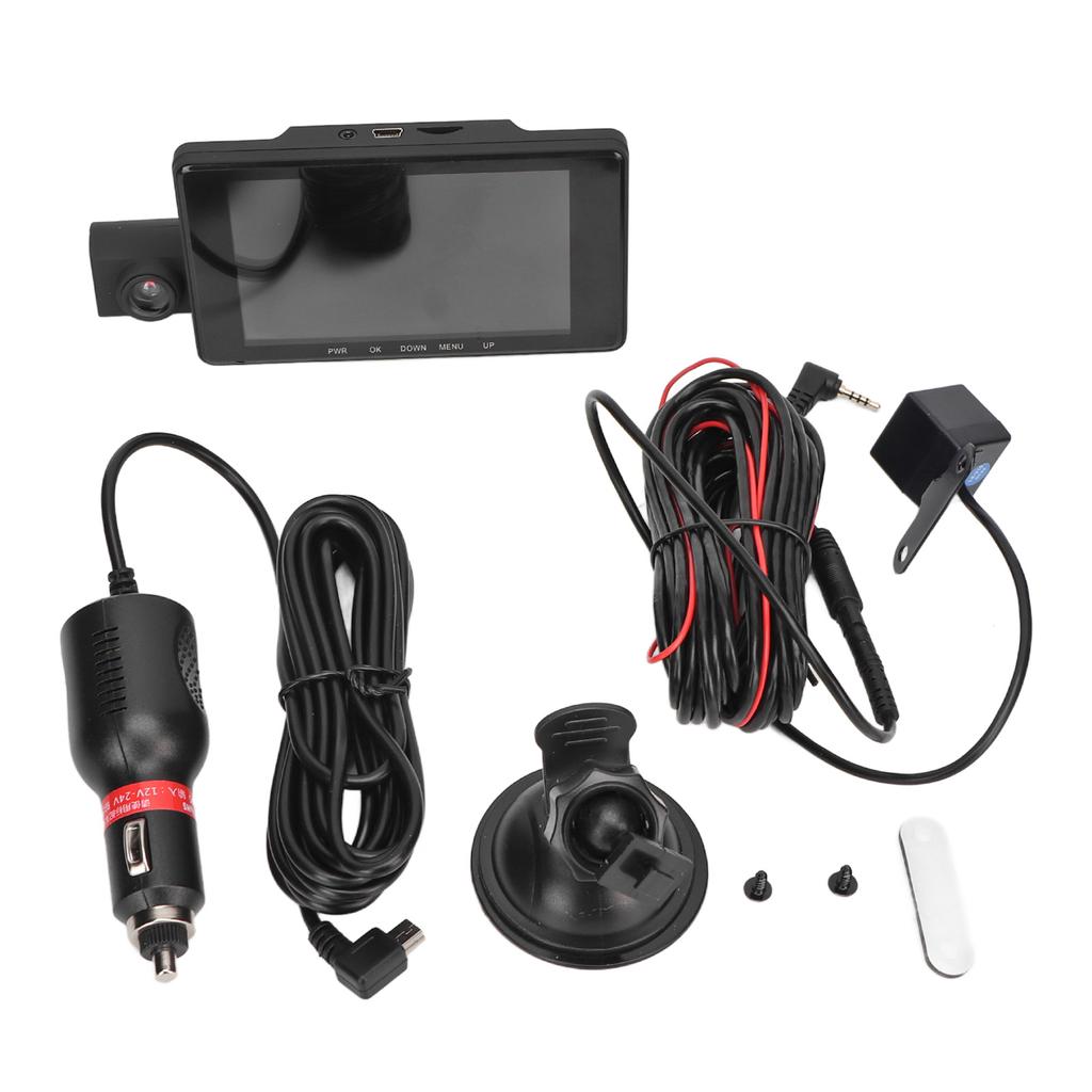Dash Cam 4 Inch HD 1080P Intelligent Motion Detection Front and Rear Driving Video Recorder A6
