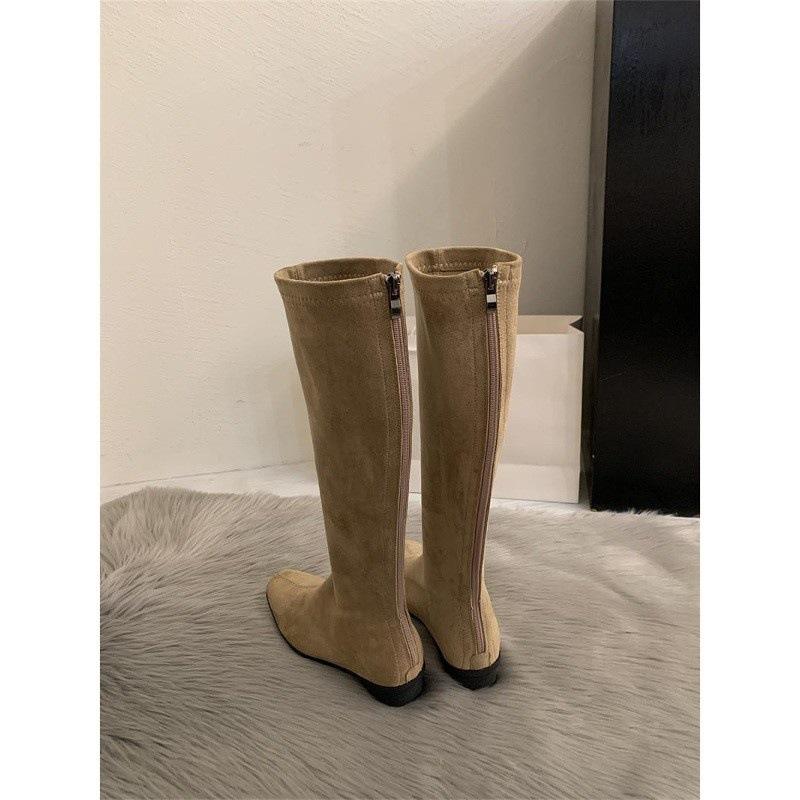 Thick heel pointed head suede thin long boots shoes new season Korean version long boots medium tube knight boots