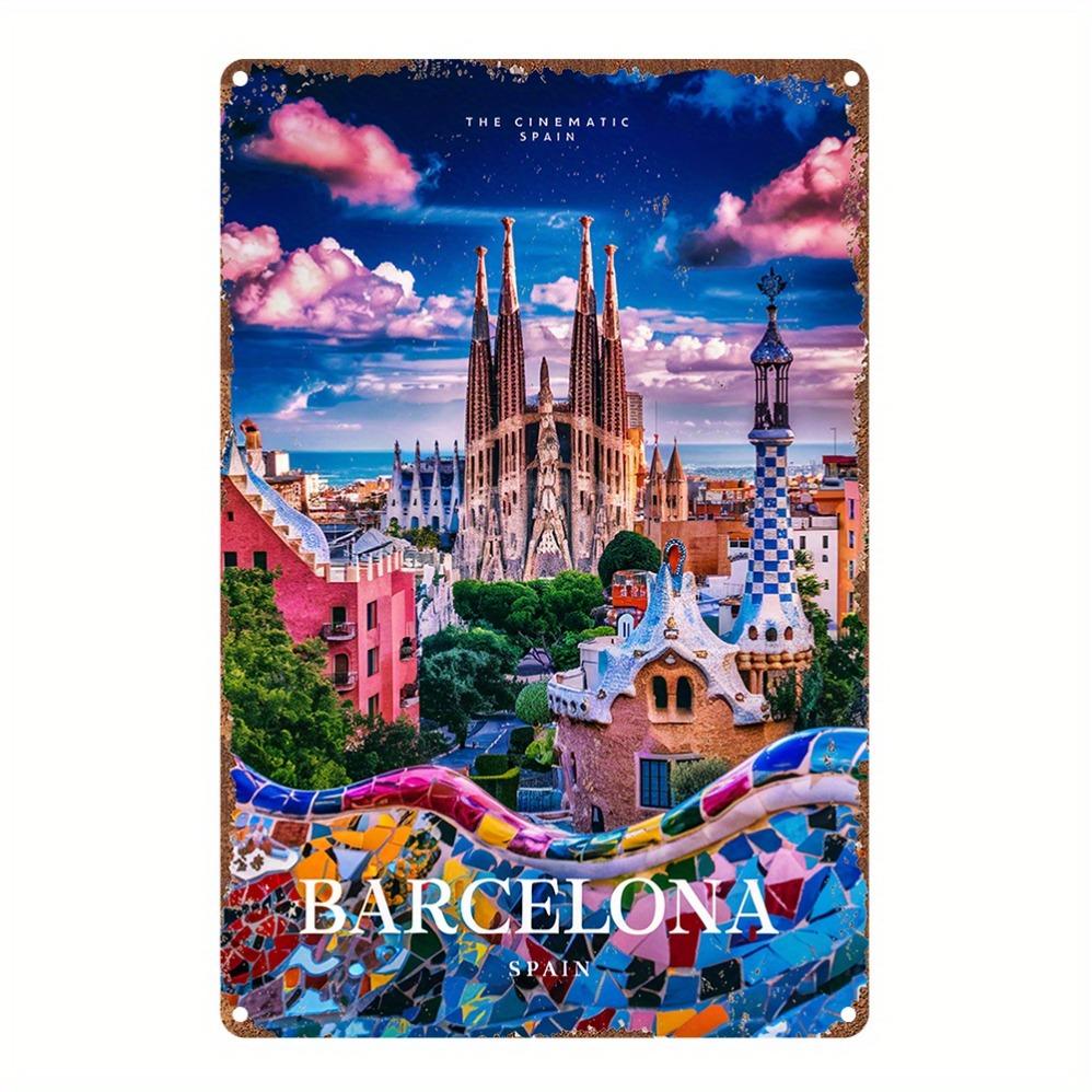 

1 шт. Кинематографичная Барселона Испания Алюминиевое настенное искусство – 2D декор для дома и бизнеса, идеальный подарок для киноманов и любителей путешествий 20X30CM