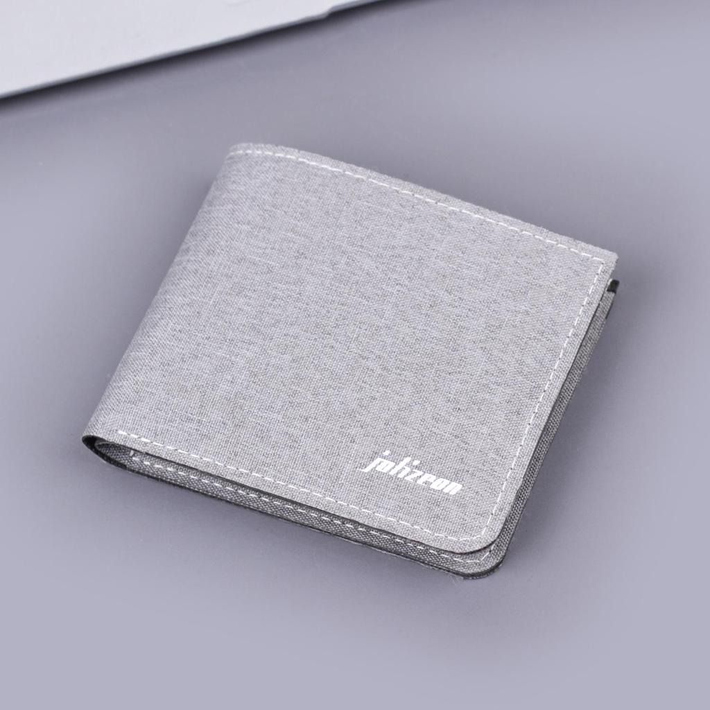 Men's Ultra-Thin Leather Bi-fold Canvas Wallet