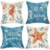 Summer Hot Style Ocean Style Pillow Beach Shell Pattern Blue Pillow Case Home Sofa Pillow Case Cushion Cover
