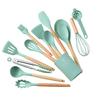 Silicone Kitchen Utensil Set Cooking Spatula Spoon setBaking Tools  14pcs Khaki
