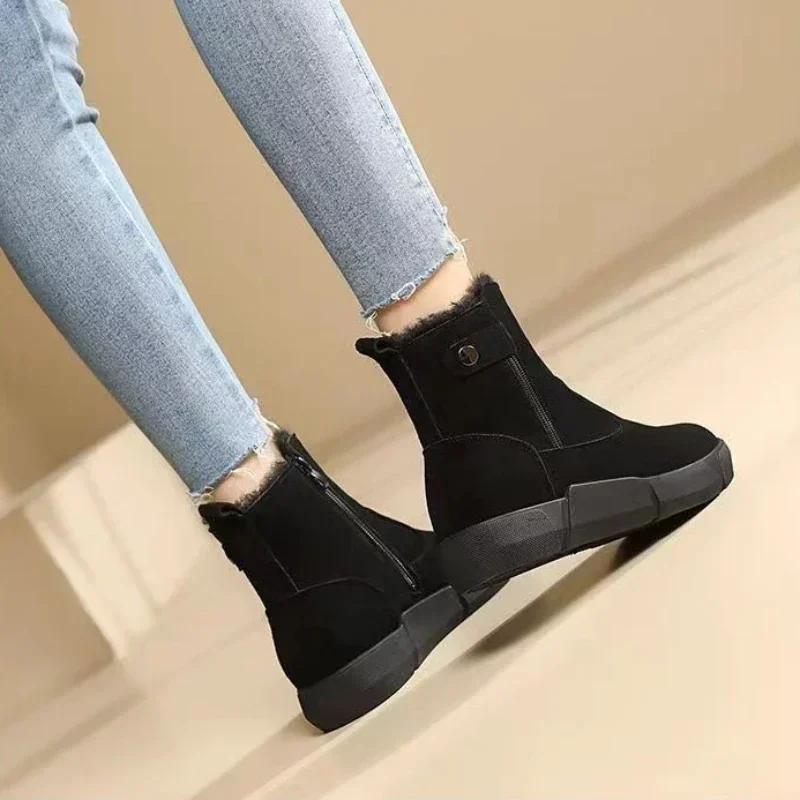 Plus Warm Womens Ankle Snow Boots Elegant With Low Heels Winter Booties Shoes for Women Waterproof Non Slip Pu Anti Comfortable