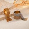 SHIXIN Fashion Stainless Steel Long Tassel Chain Open Rings for Women Charm Hip Hop Geometric 18K Gold Plated Wide Ring Jewelry