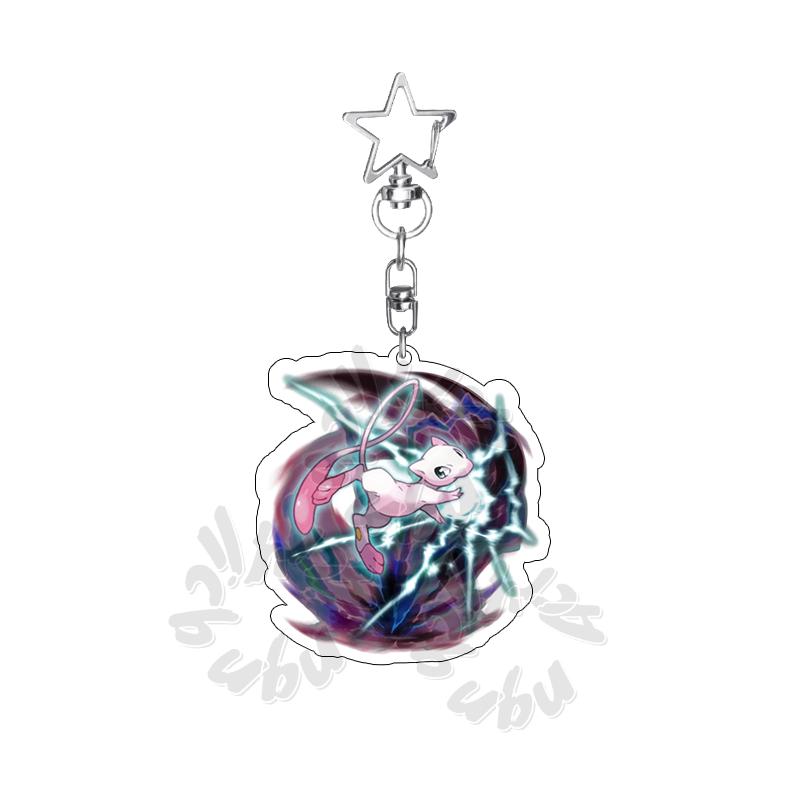 Cartoon MEW  Eevee POCKET Acrylic Keychain Students Anime Kawaii Key Ring Backpack Jewelry Charm Ornament Gifts for Friends Toy