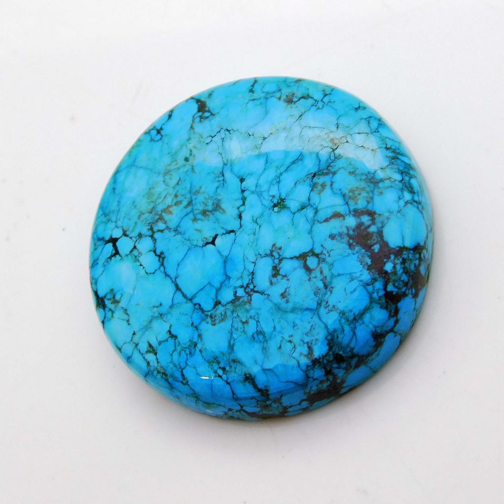 NATURAL Arizona Blue Turquoise 49.85 Ct Round Cut CERTIFIED Loose Gemstone