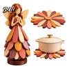 Safe Heat Mat Flower Shaped Fairy Bloom Dishes Wooden for Hot Trivets Dishes Pot Non-slip