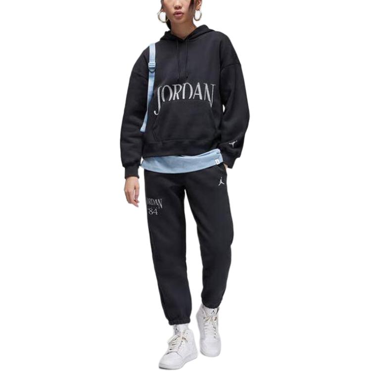 Jordan Brooklyn Letter Print Fleece Cuffed Knit Sports Pants Women pants Black FN5441010