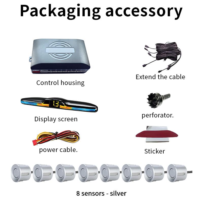 Voice Prompt 8-Probe Parking Sensor System 22mm 12V Reversing Radar Source Factory Car Parking Assistance Device