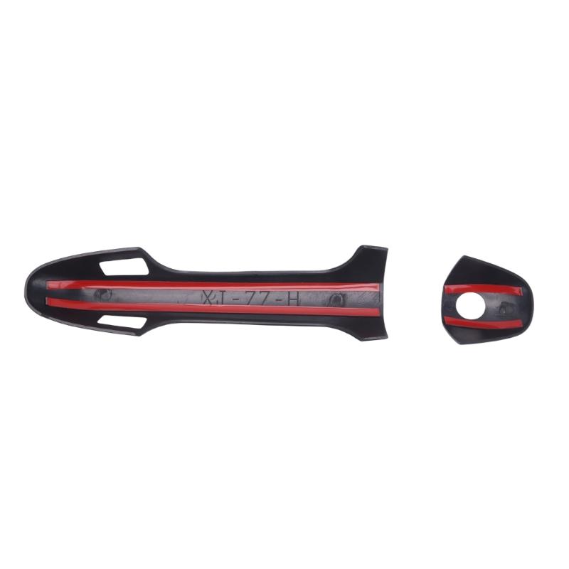 Exterior Door Handle Covers, Black Plastic Trim Set with Attached Adhesive Strips and Separate Sections for Different Handle Positions