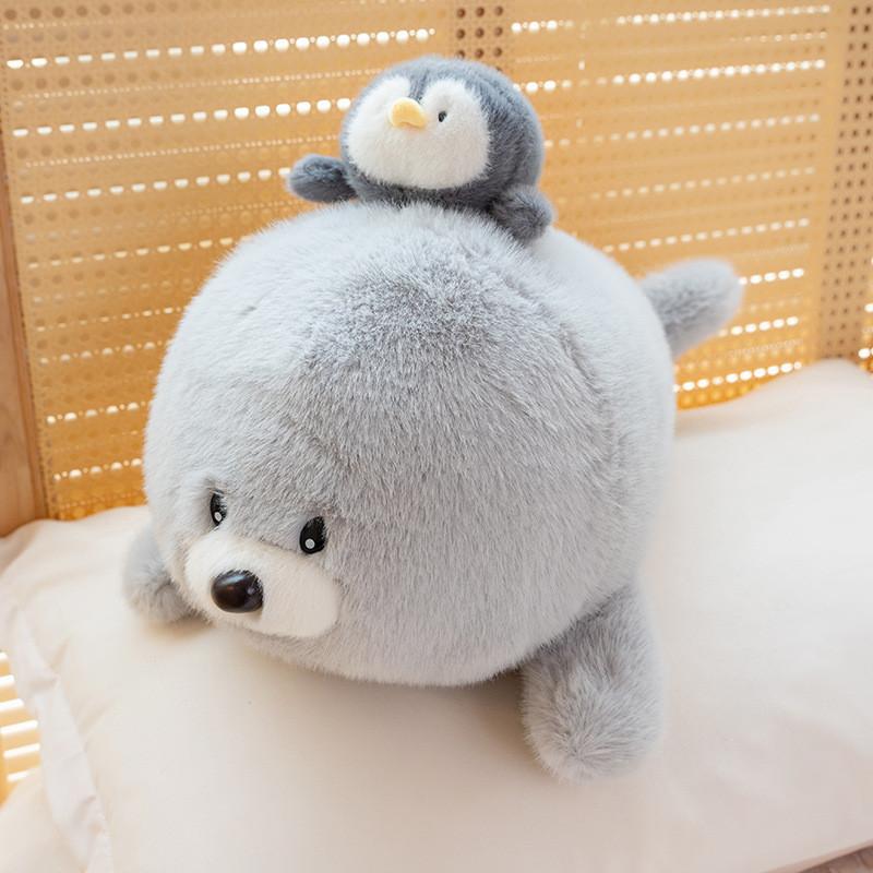 Sea Cuter Lion Animal Dolls With Penguin Design On Top Of The Head For Kids Gift