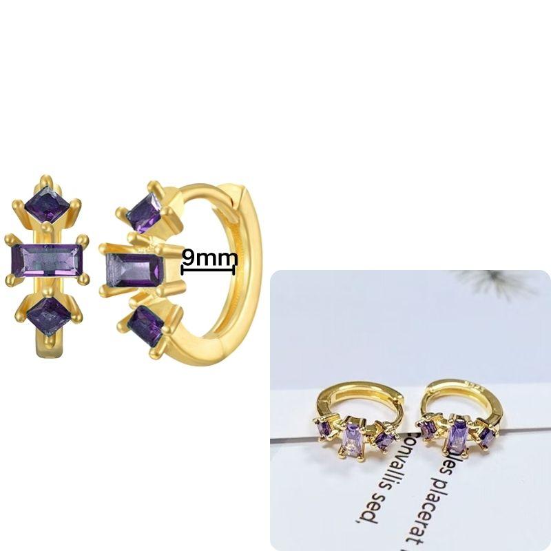 Damen 925 Silber Ohrstecker Lila Zirkon Ohrringe Creolen Lila Kristall Anhänger Ohrring Mode Hochzeits Schmuck