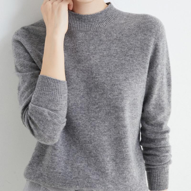 Podzim Zima Jednobarevný Pulovr Svetr s Falešným Límcem Pro Ženy Ležérní Pletenina Dámské Oblečení Základní Měkké Topy