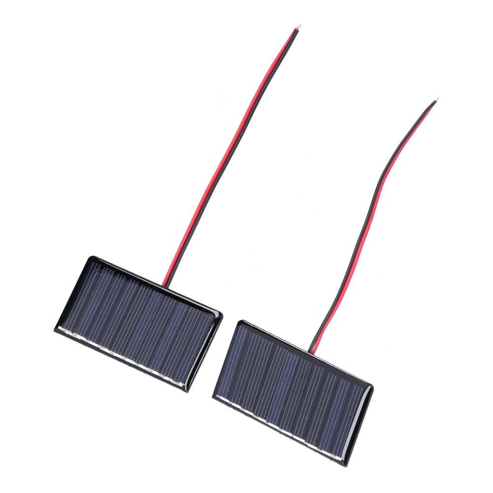 2 Pcs with Wires Solar Panel Module 0.3W 5V 60MA Solar Panels Cells  Low Power Electrical Appliances