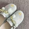 Fashion Sweet Detachable Lace Up Flower Decoration Close Toe Slides Women Summer Round Toe Soft Sole Slippers Fashion Outdoor Slippers