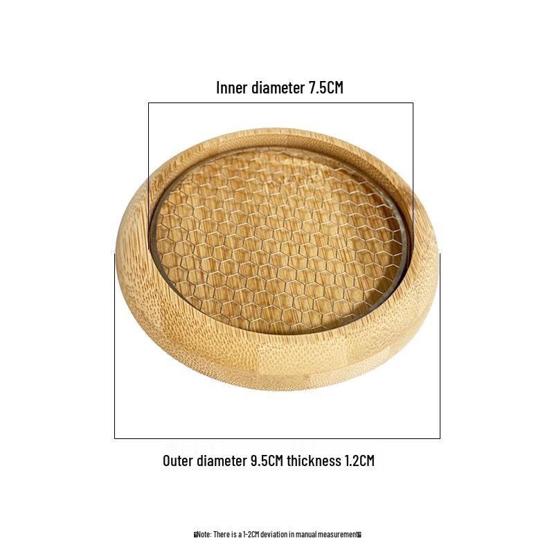Bamboo Wood and Stainless Steel Incense Burner with Fireproof Cotton Mat - Indoor Incense Holder, Stand, and Coil Box 9.5*1.2 cm