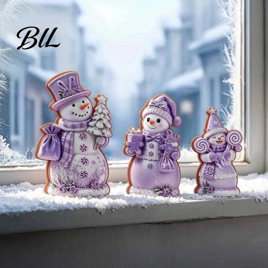Wooden Snowman Ornaments 3PCS Christmas Ornaments, Decorative Cute Festive Figures, Indoor Winter Decorations High-definition Printing Crafts