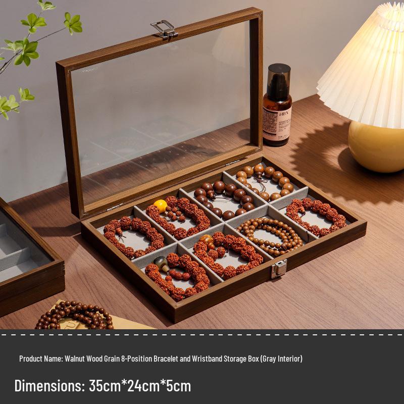 Wenge Wood Dustproof Jewelry Box with Lid for Bracelets and Accessories